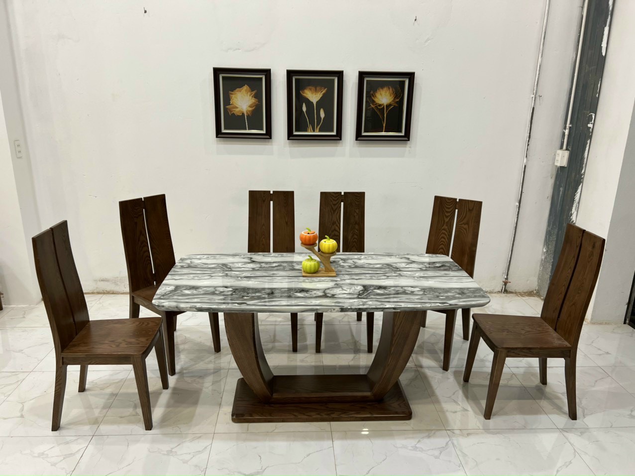 Bộ bàn ăn 6 ghế Chữ H  gỗ sồi nga