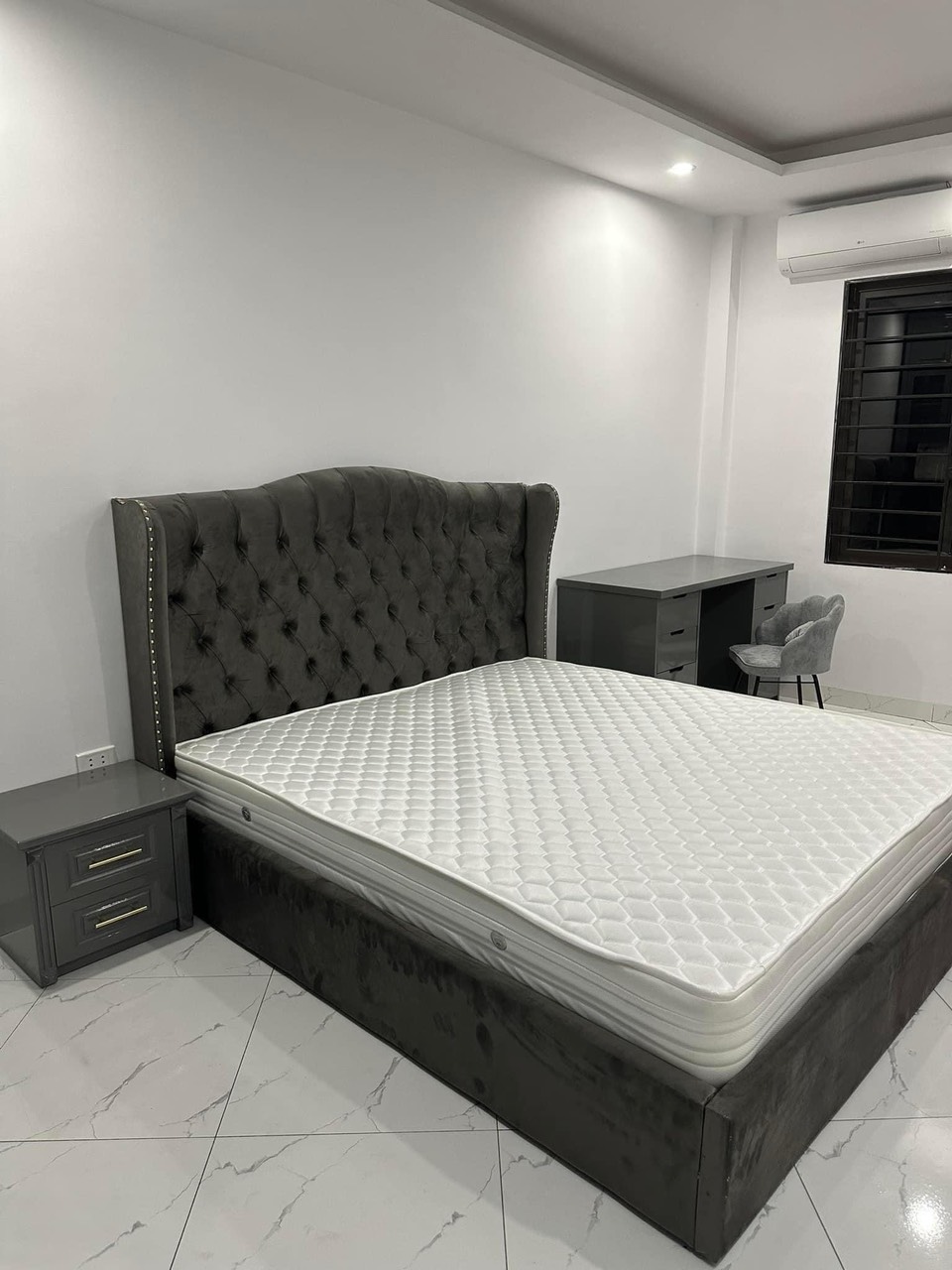 Combo giường tủ bọc nỉ cao cấp