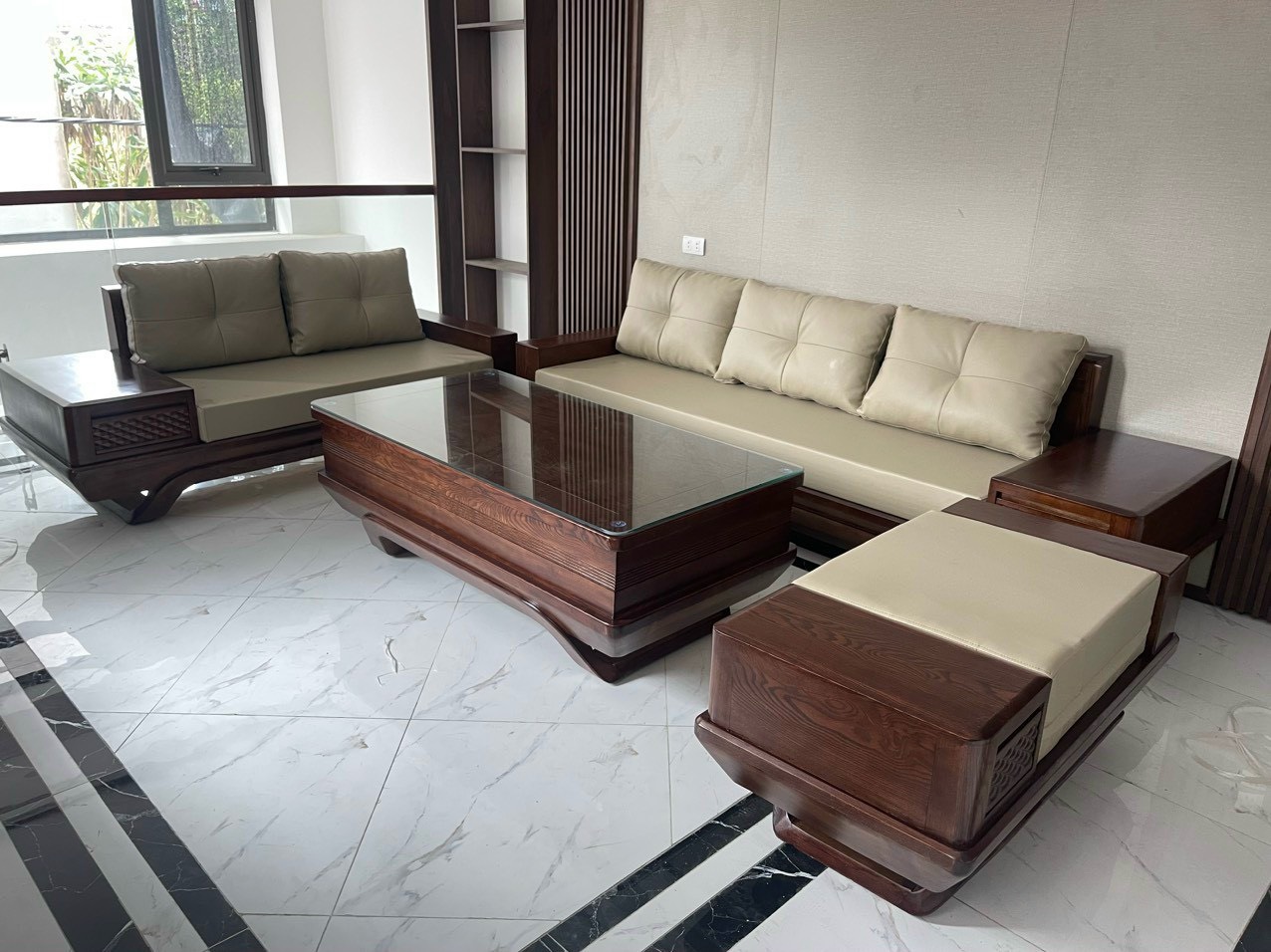 Sofa phòng khách kiểu dáng chân thuyền 2 văng