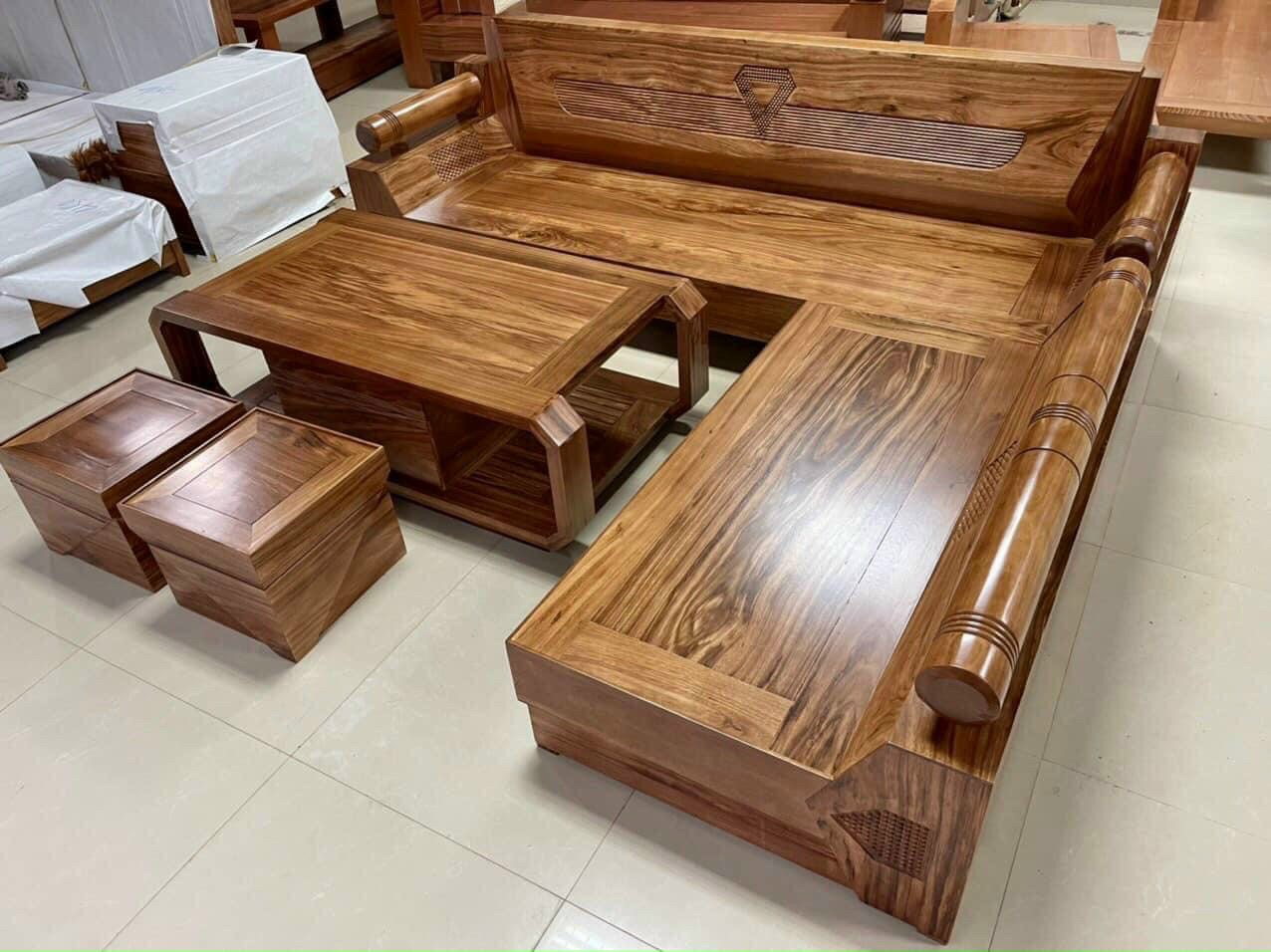 Sofa Gỗ Góc kim cương gỗ hương xám