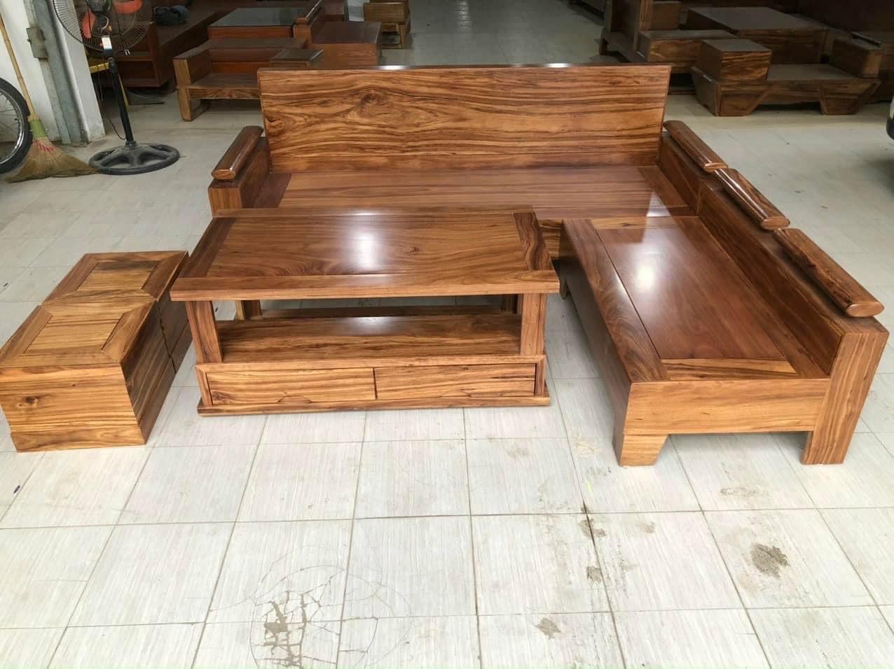 Sofa góc nhỏ gỗ hương xám