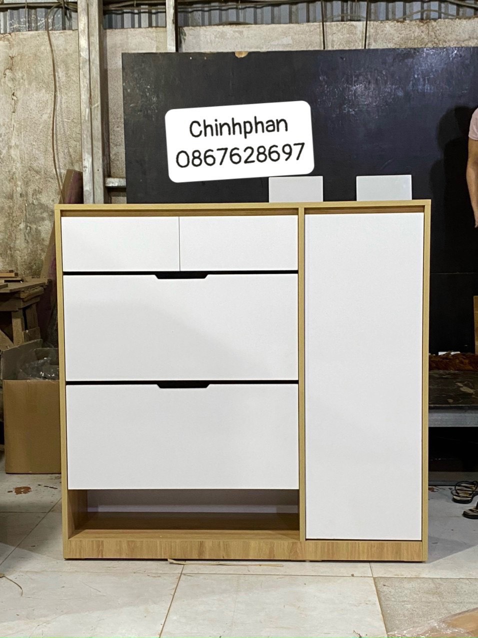 Tủ giày mdf kich thước 1m-1m2
