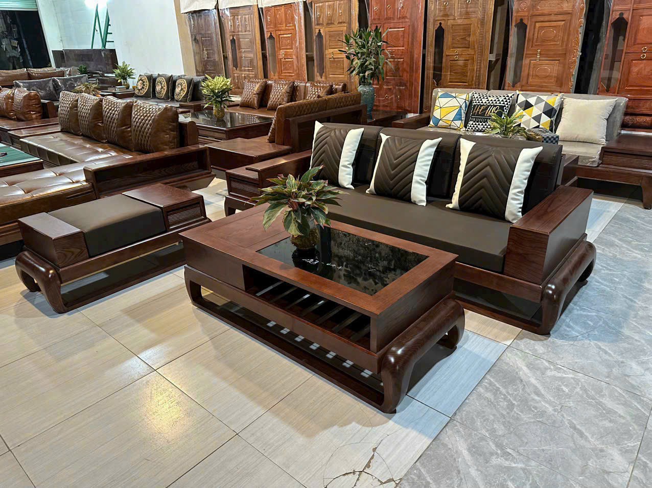 Sofa gỗ sồi nga mẫu đùi gà 1 văng giá rẻ