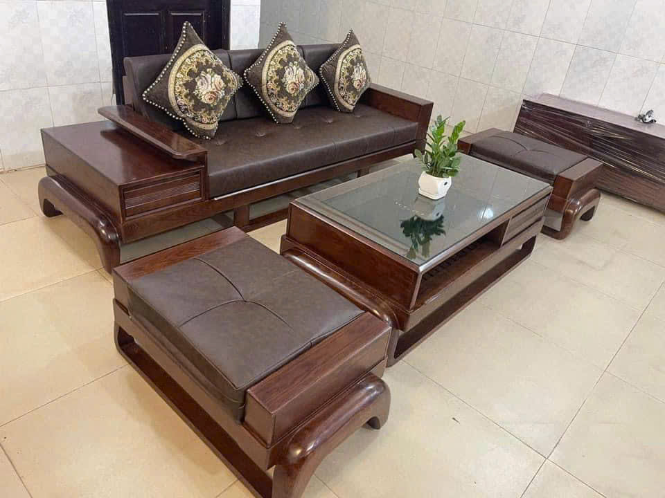 Bộ bàn ghế dùi gà 1 văng gỗ cao cấp - Thiết kế nhỏ gọn, hiện đại